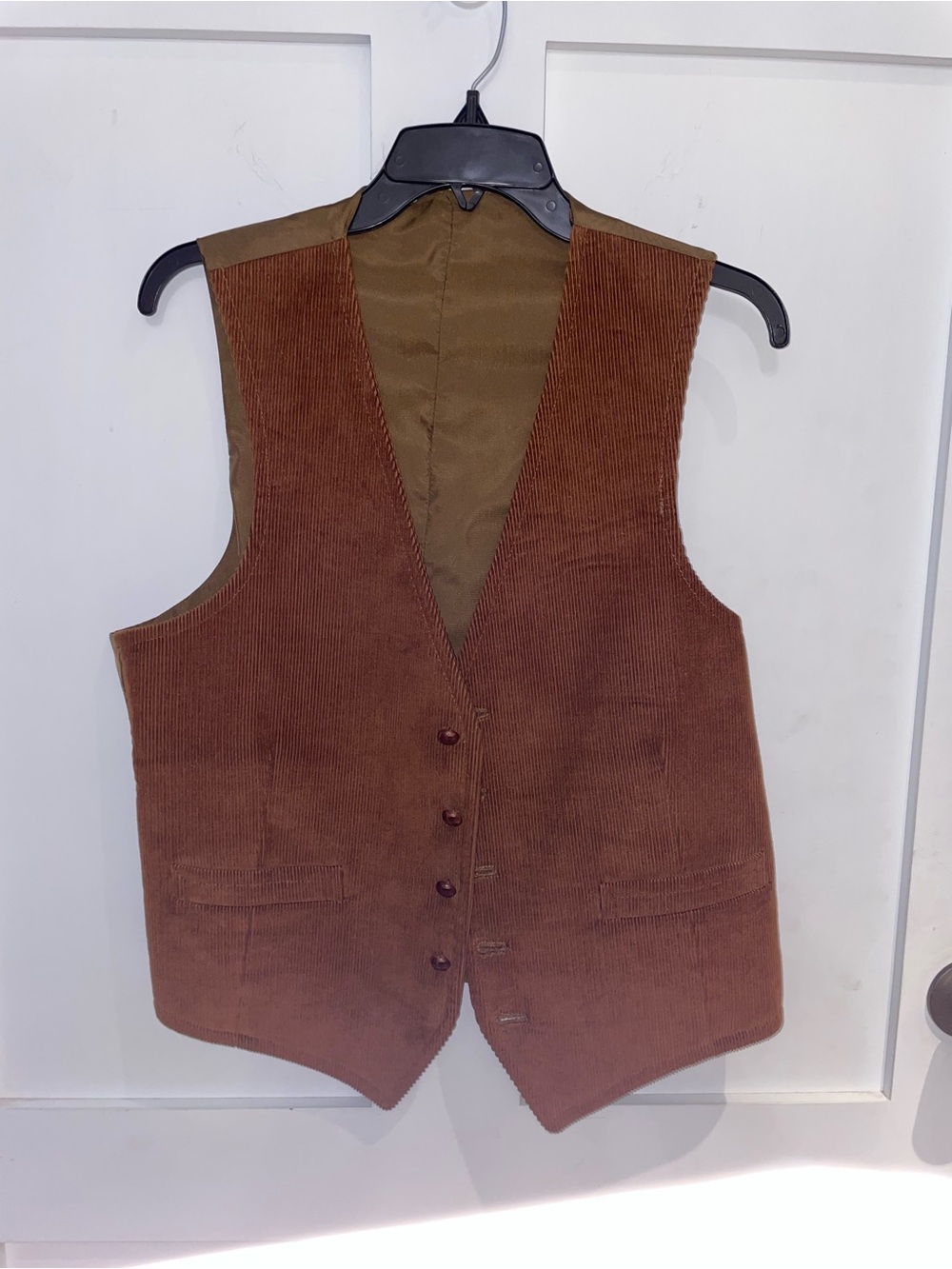 Vintage 70s Sears Roebuck Men's Corduroy Vest Waistcoat Brown Size 34